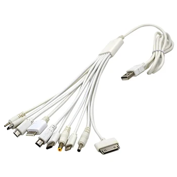 10 В 1 USB многофункционален кабел-адаптер за зарядно устройство USB за PSP, мобилни устройства за iPod, iPhone Мултифункционална линия зареждане на USB.