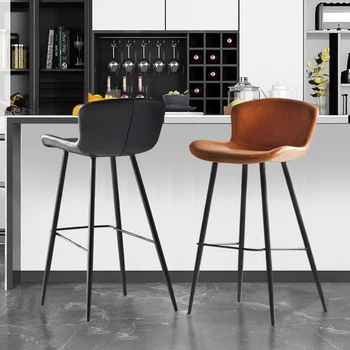 Скандинавски минималистичен стол бар, Модерен бар стол, кожен Водоустойчив стол бар, Денонощна рецепция, Мебели Sgabello Cucina Alto