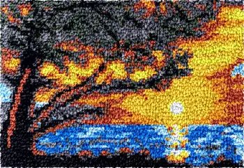 Комплекти килими с капаче-на една кука с Предварително отпечатана Картина пейзаж на океана Бродерия пластмасов канва за възрастни САМ carpet Home decoration Grid