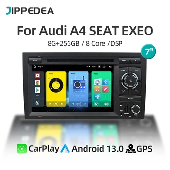 Android 13,0 Кола DVD-радио CarPlay 4G WiFi Bluetooth RDS GPS Навигация на Видео За Audi A4 2002-2008 SEAT EXEO S4 RS4