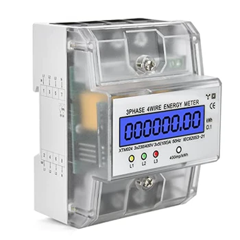 Цифров LCD 3-фазно 4P кВтч-брояч Брояч на енергия Професионален електромер Монитор консумация на електроенергия 230 / 400V 5-100A