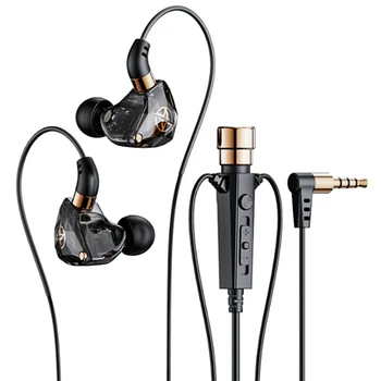 Нови слушалки с кабел, Hi-Fi с микрофон, шумоподавляющие динамични слушалки в ушите, основната част слушалки за спорт