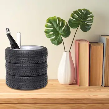 Държач за канцеларски материали, реалистична дръжка във формата на гуми, държач за канцеларски материали, здрава автомобилна гума, държач за молив за офис декор за деца