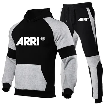 ARRI 2024 Мъжки нов пролетно-есенен модерен спортен костюм с принтом, приталенные качулки, комплект от толстовок и панталони, костюми за фитнес, спортно облекло