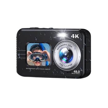 Цифров фотоапарат, Водоустойчив Цифров Спортна Камера 4K 48-Мегапикселова камера, Подводна Камера с Автофокус, за Деца, Ученици, Начинаещи
