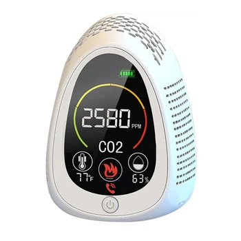 1 Брой 4 В 1 Димна аларма + Co2 + Влажност + Температура Мултифункционален м Детектор на Co2 мониторинг на качеството на въздуха влагомер Бял
