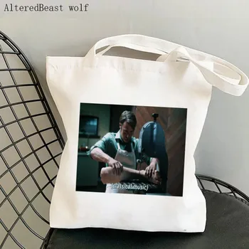 Дамски Холщовая чанта През рамо Hannibal Lecter custom Shopping Bag Чанта за Студентски книги Harajuku Shopping Bag Tote За момичета