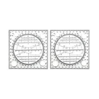 2X Многофункционален модел за изготвяне на кръгове, инструмент за рисуване на геометрични, измервателна линийка, въртящи ъгъл