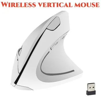 Безжична вертикална мишка 3 DPI 2.4 G Бял /черен 6-бутон на мишката за Windows/ Mac/ Chromebook/ Linux/преносим компютър/Лаптоп/компютър