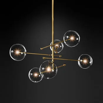 Златни или черни led полилей, модерен полилей от прозрачно стъкло в скандинавски стил, осветление на хола, ресторант, спалня, окачена лампа