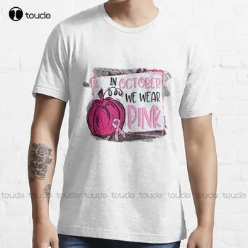През октомври ще наденем розова тениска в клетка с тиква, размер на тениски по поръчка за тийнейджъри Aldult, тениска унисекс с дигитален печат, подарък тениска на поръчка
