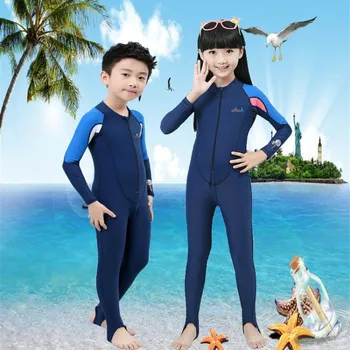 Детски костюми за момчета и момичета плуване, бански костюм за цялото тяло, едно парче гмуркане мокър костюм за деца за защита от Слънцето водолазен костюм неопрен