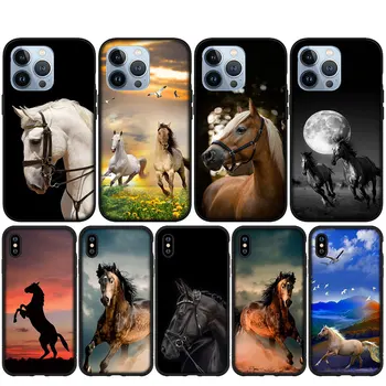 Калъф за телефон Wild Horse Animal Cover за iPhone 14 13 12 Mini 11 Pro X XR XS Max 6 7 8 Plus 6S + SE Мек Калъф