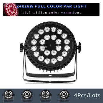 4 бр./лот 24x18 W RGBWA UV 6 в 1 led лампа с номинална на горивото DMX Алуминий С лампа Професионално осветление за дискотеки, DJ