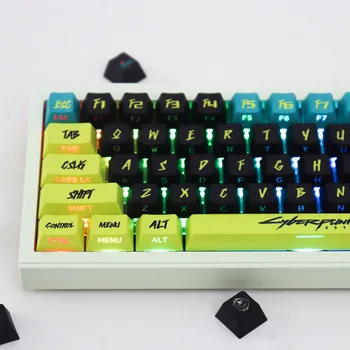 Страничните Капачки с Принтом в стил Киберпънк от PBT Keycaps Боядисват Sub Shine Through Keycaps 130 Комбинации С Череша Профил на Потребителски Капачки за Клавиатура Геймър
