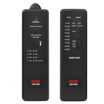 BSIDE 1 комплект детектор на мрежов кабел FWT8X RJ11/45 Ethernet Lan Тестер на телефонни кабели черен