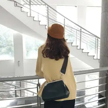 Дамски реколта чанта-клипса, дизайнерски однотонная чанта през рамо от изкуствена кожа, широка регулируема лента за носене през рамо, чанти-незабавни посланици, чанта Bolsa