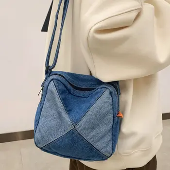 Ретро Мини чанта през рамо за жени, тенденция 2023, холщовые чанта през рамо, квадратни дънкови луксозни пътни чанти, портфейли, марка дизайнерски обувки