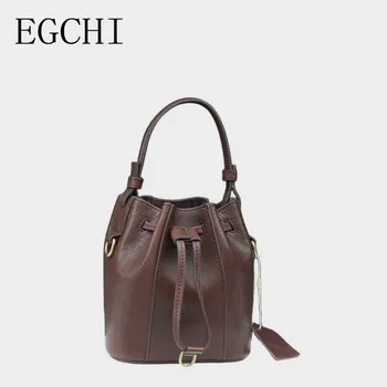 EGCHI 2023 Нова чанта чанта от мека кожа с каишка растително дъбени, модни проста чанта през рамо за жени