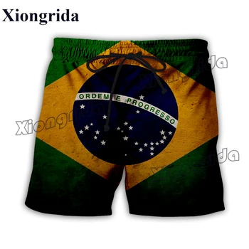 Летни къси панталони с бразилски флаг, мъжки ежедневни топене в бразилски стил с 3D принтом, модерни плажни шорти Harajuku, къси панталони