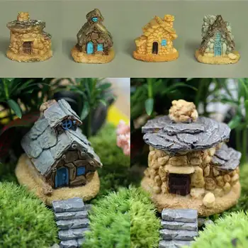 Ankoow Каменна къща от смола Страхотна градина Миниатюрни занаяти Микроландшафтный декор за бонсай със собствените си ръце, За да украсят дома Занаяти, изработени от смола