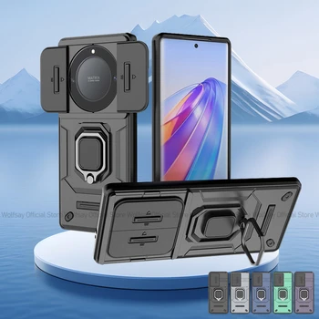 За Честта X40 Case Slide Camera Калъф За Телефон Honor X40 X50 5G Калъф Луксозен Броня PC Противоударная Метална Поставка Защитно Делото