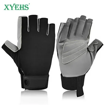 XYEHS 1 Чифт предпазни работни ръкавици от изкуствена кожа на половин пръст За катерене, Леки и дишащи За катерене по въже на открито