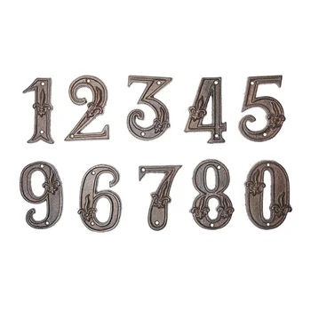 Много големи ретро цифри 0-9 творчески бакалия чугун метални цифри САМ номер на къщата буквата символи