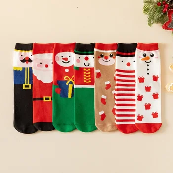 Есенно-Зимни Дамски Памучни Коледни Коледни Чорапи Дамски Творчески Чорапи С Мультяшными Животни Корейската Версия Подарък