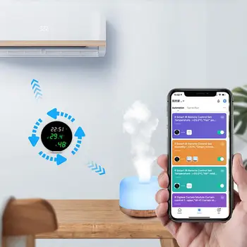 Работа с Алекса Google Assistant, измерителем температура и влажност на въздуха, дисплей с led подсветка, сензор за влажност на Smart Home Sasha Wifi