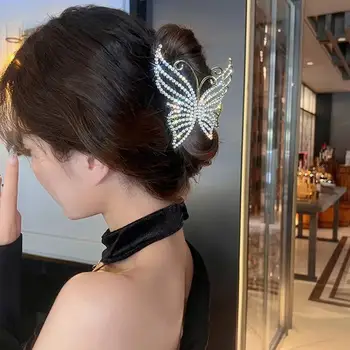 Фиби-нокти за коса във формата на пеперуда с кристали за жени, Елегантна Перлена шнола, шапки, Аксесоари за коса, аксесоари за сватба