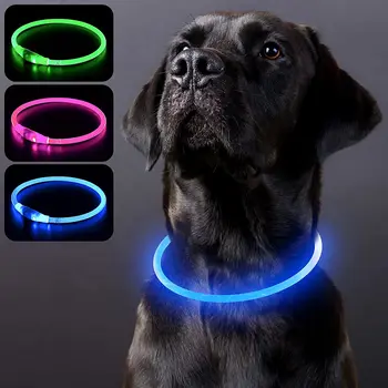 Нашийници за кучета с led подсветка, зареждащи се чрез USB, Водоустойчиви, с Регулируема, Вырезаемые от TPU, Светещи В тъмното, Нашийник за кучета, Светлини за домашни кучета