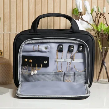 Многофункционална преносима чанта за тоалетни принадлежности, Прозрачна Компактна чанта за съхранение на бижута на открито