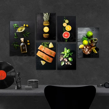 Кухненска подправка Картина върху платно от естествени зеленчуци и черен пипер, художествен плакат за ресторант, фонова стена за хол