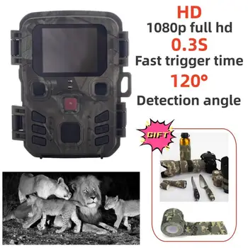 Камера MINI301 за лов на открито с Wi-Fi, управление на приложението 24 Mp 1296P, нощно виждане, инфрачервено за откриване на движение, капани за диви животни, фотоапарат