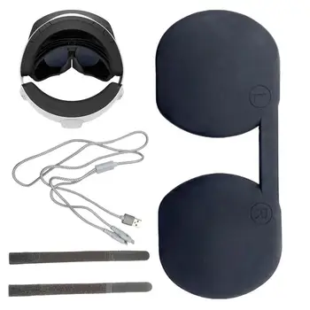 За очила PS VR2 Сгъсти силикон прахоустойчив защитен калъф 2 В 1 кабел за зареждане и набор от кабелни основи, аксесоари за PS VR2