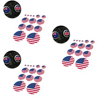 3шт. Етикети с флага на сащ, Съединените Щати, vinyl стикер на колата (кръгла форма)