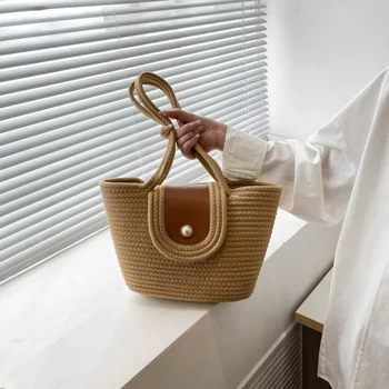 Ежедневни плетени чанта и чанта през рамо, Модерен Кошница за зеленчуци, тъкани от билки, Натурално Изкуство, чанта-тоут, чанти-тоут за жени