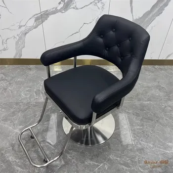 Метален стол с възможност за сгъване на облегалката, въртящо се на Grooming обзавеждане за стилисти, Работно Коса Ергономичен стол, мебели за интериора на Silla Barberia