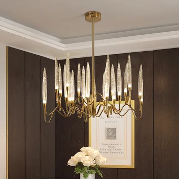 Кристален полилей Nordic Luxury Branch под формата на свещи във формата на мехур, хол, кабинет, спалня, окачен, с монтиран на стената лампа, led осветление в помещението