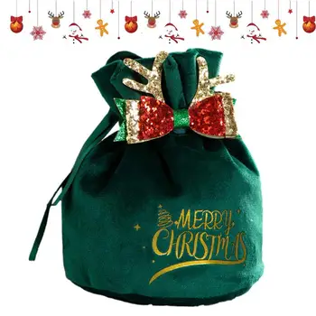 Коледен Velvet Подарък Пакет Santa Drawstring Коледни Торбички За Еднократна Употреба Velvet Подаръчен Пакет С Завязками За Подарък Лакомствата Бонбони Закуски