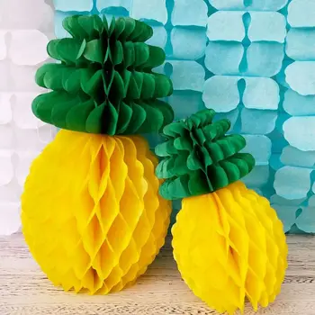 Коледна фиеста със собствените си ръце, за парти лято Жълта хартиена венец с ананасовыми пити, топка-фенер в хавайски стил