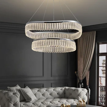 Led хромирани кристални полилеи за осветление на съвременната минималистичной хол, дизайнерски луксозни осветителни тела за спалнята