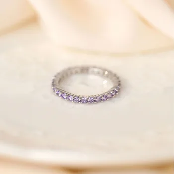 Хит на продажбите на луксозни пръстени с аметистами и диаманти в Европа и Америка, прости елегантни персонализирани дамски бижута
