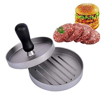 През цялата преса за хамбургери 12 см, устройство за приготвяне на сандвичи, форми за хамбургери от сплав, прес-форма за месо, инструменти за говеждо месо от алуминий, трайни