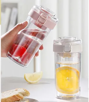 Чаша за вода с Прозрачна Еластична Капак, Директен Гърло за Пиене, Летен една Пластмасова Чашка За Вода, Висок Външен Вид, Преносим, лесен и