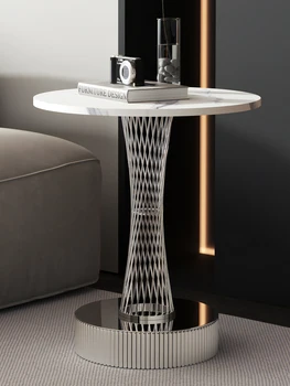 Приставной маса от шисти в хола, модерен минималистичен луксозен масичка за кафе, страничната диван, Творчески кръгла маса, мебели за дома, 50 см