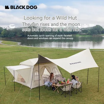 Автоматична палатка Naturehike BLACKDOG с черен винил слънцезащитен крем, Преносим палатка за нощуване на открито, навес 6,5 см, Голямо пространство за туристите