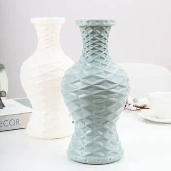 Пластмасови вази, Вази скандинавски цвят Сухи и мокри Цветя и Цветни контейнери на Декоративно-приложното изкуство на Имитация глазура