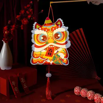 Комплект за направата на лампата за родители и деца, украса е фенер на китайската Нова година, led крушка ръчно изработени в китайски стил Дракон Заек за средата на есента